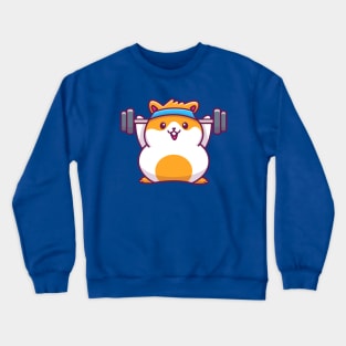 Cute Hamster Gym Cartoon Crewneck Sweatshirt